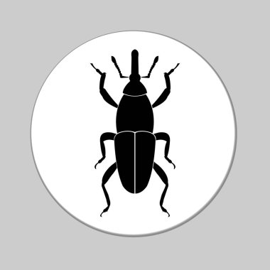 Buğday biti çıkartması. Beyaz arka planda böcek zararlılarının vektör çizimi. İzole edilmiş siyah ikon. Taslak, logo, işaret, etiket