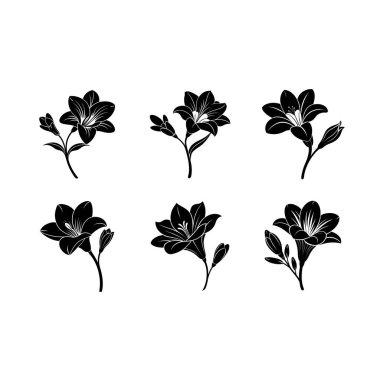 Baş döndürücü dijital çiçek grafikleri için zarif çiçek vektör çizgisi tasarımı