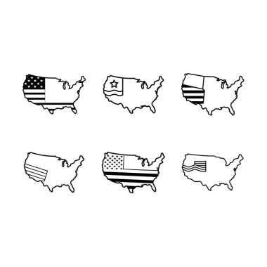 Bayrak ile Amerikan Haritası - Üretken AI Vektörü & Linocut Siluet Tasarımı