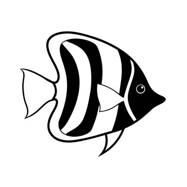 Okyanus Balık Vektörü ve Siluet Tasarımı Yaratıcı Projeler İçin Deniz Yaşamı Clipart