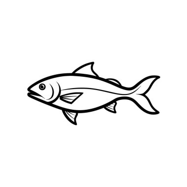 Balık Simgesi Vektör Üretken Yapay Zeka Linocut Siluet Tasarımı