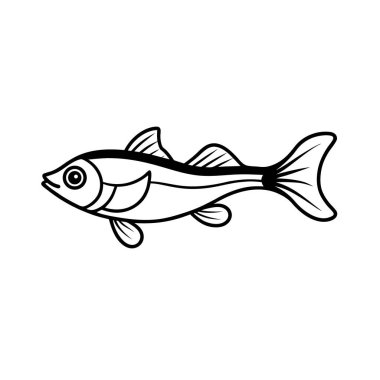 Balık Simgesi Vektör Üretken Yapay Zeka Linocut Siluet Tasarımı