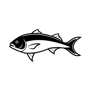 Balık Simgesi Vektör Üretken Yapay Zeka Linocut Siluet Tasarımı