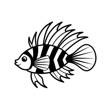 Balık Simgesi Vektör Üretken Yapay Zeka Linocut Siluet Tasarımı