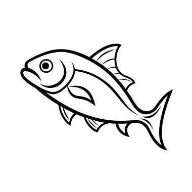 Balık Simgesi Vektör Üretken Yapay Zeka Linocut Siluet Tasarımı