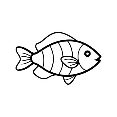 Balık Simgesi Vektör Üretken Yapay Zeka Linocut Siluet Tasarımı