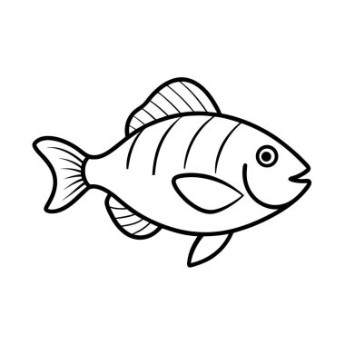 Balık Simgesi Vektör Üretken Yapay Zeka Linocut Siluet Tasarımı