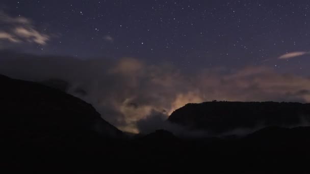 Ανδαλουσία Ισπανία Βουνά Ομίχλη Νύχτα Σύννεφα Πάροδο Του Χρόνου Υψηλής — Αρχείο Βίντεο