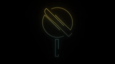 Siyah arka planda parlayan neon renkli şeker ikonu. Kutlama için tatlılar. Hareket grafikleri ve birleşikliği için 4K video animasyonu.