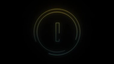 Siyah arkaplanda parlayan neon bir simgesi. Spor sayımı için basit sayılar. Sporcuların kayıtları. Hareket grafikleri ve birleşikliği için 4K video animasyonu.