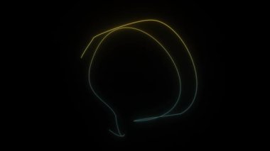Siyah arkaplanda parlayan neon döngü simgesi. video sunum elemanları. Hareket grafikleri ve birleşikliği için 4K video animasyonu.