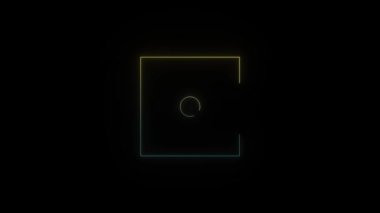 Siyah arkaplanda parlayan neon zar simgesi. Kumarhane. Hareket grafikleri ve birleşikliği için 4K video animasyonu.