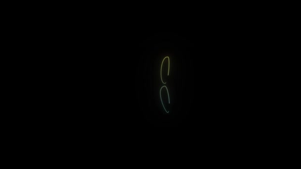 Leuchtende Neon Ein Symbol Auf Schwarzem Hintergrund Einfache Zahlen Für — Stockvideo