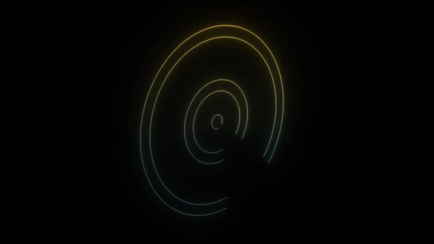 发光的霓虹灯椭圆形图标在黑色背景 业务列报要素 4K视频动画 用于运动图形和合成 — 图库视频影像