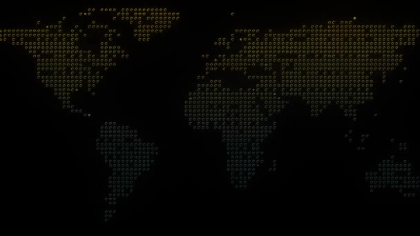 Siyah Arkaplanda Parlayan Neon Dünya Haritası Simgesi Dijital Dünya Haritası — Stok video