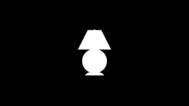 Siyah arka planda beyaz lamba simgesi. Gece oda ışıklandırması. Projeniz için dinamik tarzda görüntüler. Hareket grafikleri ve birleşikliği için 4K video animasyonu