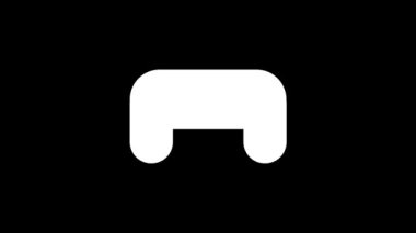Siyah arka planda beyaz joystick ikonu. Bilgisayar oyunları oynuyorum. Projeniz için dinamik tarzda görüntüler. Hareket grafikleri ve birleşikliği için 4K video animasyonu