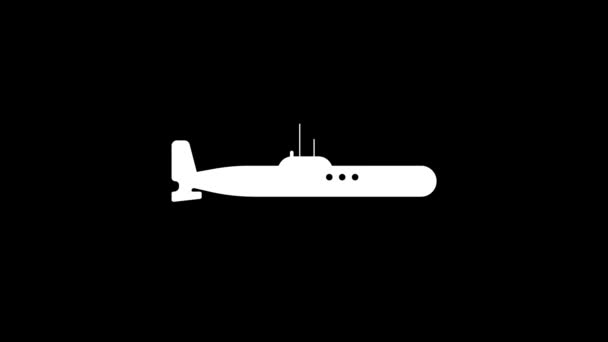 Ícone Branco Submarino Sobre Fundo Preto Patrulha Zonas Marítimas Imagens — Vídeo de Stock