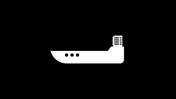 Biała Ikona Cysterny Czarnym Tle Statek Przewozu Produktów Ropopochodnych Dynamiczny — Wideo stockowe