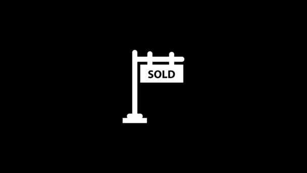 White Icon Realtor Sign Black Background Realtor Sign Sold Real — Stock Video