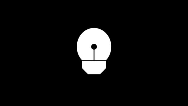黒い背景に電球の白いアイコン 実験用の電球です プロジェクトのダイナミックスタイル映像 モーショングラフィックスと合成のための4Kビデオアニメーション — ストック動画
