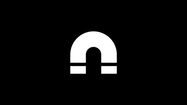 Bílá Ikona Magnetu Černém Pozadí Provádějící Fyzické Experimenty Záběry Dynamického — Stock video
