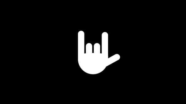 Λευκή Εικόνα Του Ροκ Συμβόλου Μαύρο Φόντο Σήματα Χέρι Κωφή — Αρχείο Βίντεο