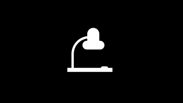 Biała Ikona Lampy Czarnym Tle Materiały Biurowe Dynamiczny Materiał Filmowy — Wideo stockowe