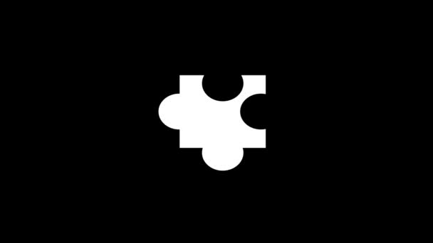 黑色背景上的白色拼图图标 这是大局的一部分 您的项目的动态风格镜头 4K视频动画 用于运动图形和合成 — 图库视频影像