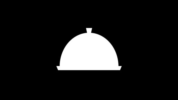 Biała Ikona Tablicy Czarnym Tle Serwuje Jedzenie Restauracji Dynamiczny Materiał — Wideo stockowe