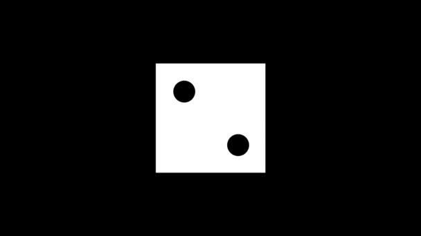 黑色背景上的白色骰子图标 赌场赌博您的项目的动态风格镜头 4K视频动画 用于运动图形和合成 — 图库视频影像
