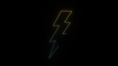 Siyah arkaplanda parlayan neon ışıklı ikon. Hava tahmini. Hareket grafikleri ve birleşikliği için 4K video animasyonu.