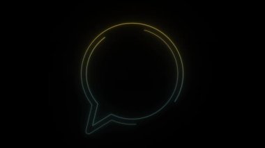 Siyah arkaplanda parlayan neon mesaj simgesi. Sevdiğin birinden mesaj var. Hareket grafikleri ve birleşikliği için 4K video animasyonu.