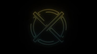 Siyah arkaplanda parlayan neon haç simgesi. İşletmedeki görevimi tamamlayamadım. Hareket grafikleri ve birleşikliği için 4K video animasyonu.