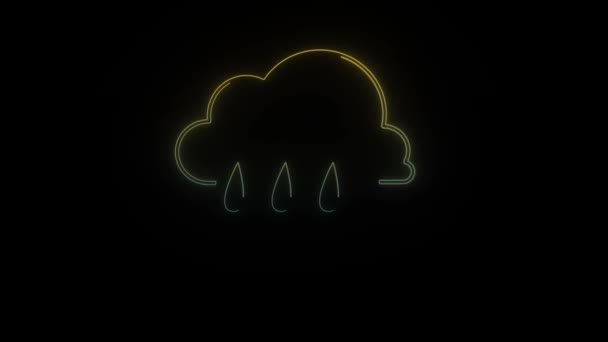 Leuchtendes Neon Nimbus Symbol Auf Schwarzem Hintergrund Wettervorhersage Videoanimation Für — Stockvideo