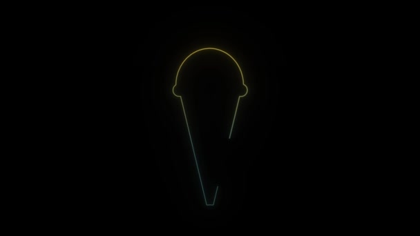 Icona Gelato Neon Brillante Sfondo Nero Dolci Nel Negozio Animazione — Video Stock