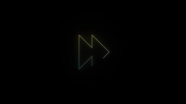 Leuchtendes Neon Symbol Auf Schwarzem Hintergrund Steuern Sie Den Player — Stockvideo