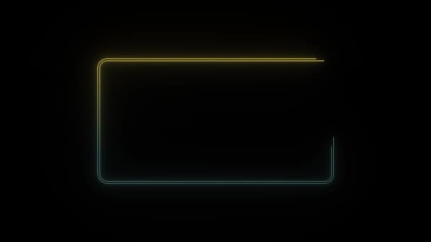 Leuchtendes Neon Rechteck Symbol Auf Schwarzem Hintergrund Elemente Der Videopräsentation — Stockvideo