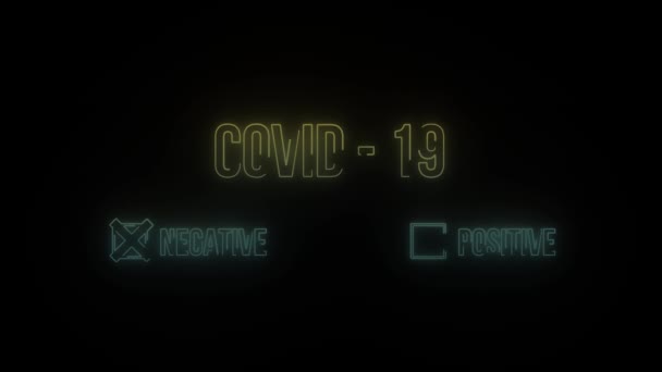 Siyah Arkaplanda Parlayan Neon Koronavirüs Test Simgesi Tıbbi Deneyler Hareket — Stok video
