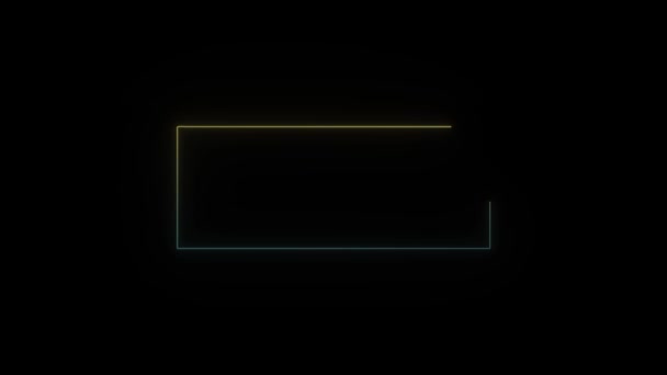 Glowing Neon Rectangle Icon Black Background Video Presentation Elements Video — Stock Video