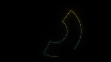 Siyah arkaplanda parlayan neon yarım daire simgesi. video sunum elemanları. Hareket grafikleri ve birleşikliği için 4K video animasyonu.