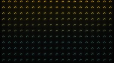 Siyah arkaplanda parlayan neon figürler simgesi. Video sunumunun elemanları. Hareket grafikleri ve birleşikliği için 4K video animasyonu.