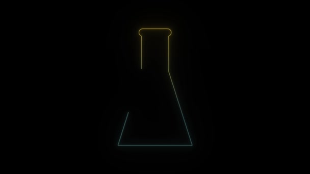 Leuchtendes Leuchtkolben Symbol Auf Schwarzem Hintergrund Experimente Durchführen Videoanimation Für — Stockvideo