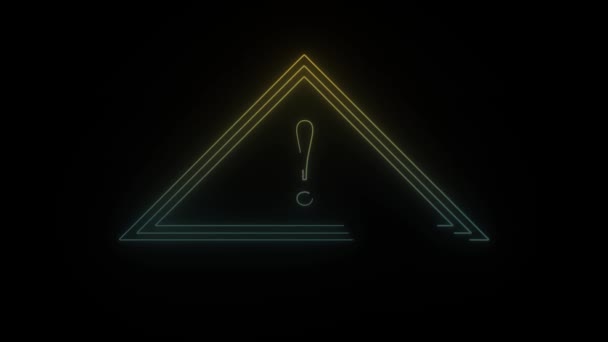 Leuchtendes Neon Warnsymbol Auf Schwarzem Hintergrund Verkehrsschilder Videoanimation Für Motion — Stockvideo
