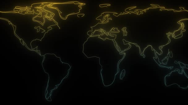 Icona Del Mondo Neon Luminoso Sfondo Nero Geografia Del Mondo — Video Stock