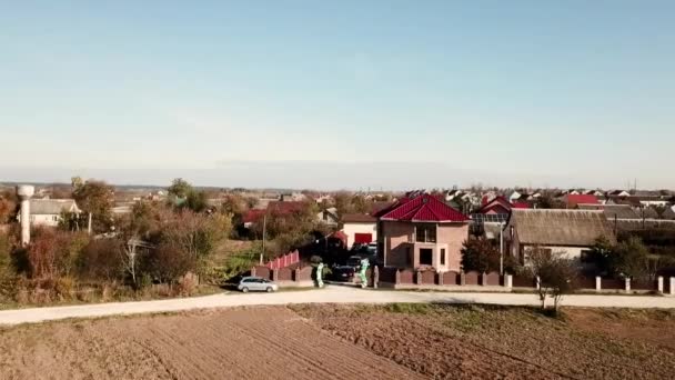 Съемка Панорамы Деревни Квадрокоптера Видео Вашего Проекта — стоковое видео