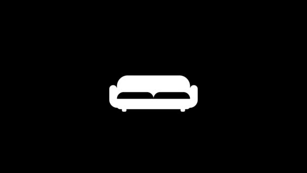 Λευκή Εικόνα Του Καναπέ Μαύρο Φόντο Ταπετσαρισμένα Έπιπλα Για Διακόσμηση — Αρχείο Βίντεο