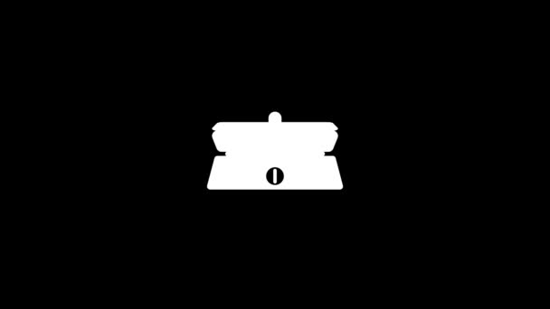 Біла Ікона Пароплава Чорному Тлі Приготування Здорової Їжі Динамічні Кадри — стокове відео