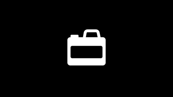 黑色背景上的白色罐头图标 用于储存液体的罐体 您的项目的动态风格镜头 4K视频动画 用于运动图形和合成 — 图库视频影像