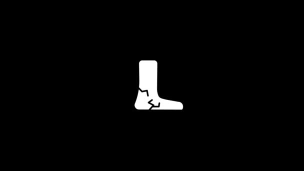 White Icon Foot Pain Black Background Sore Leg Athlete Dynamic — Stock Video